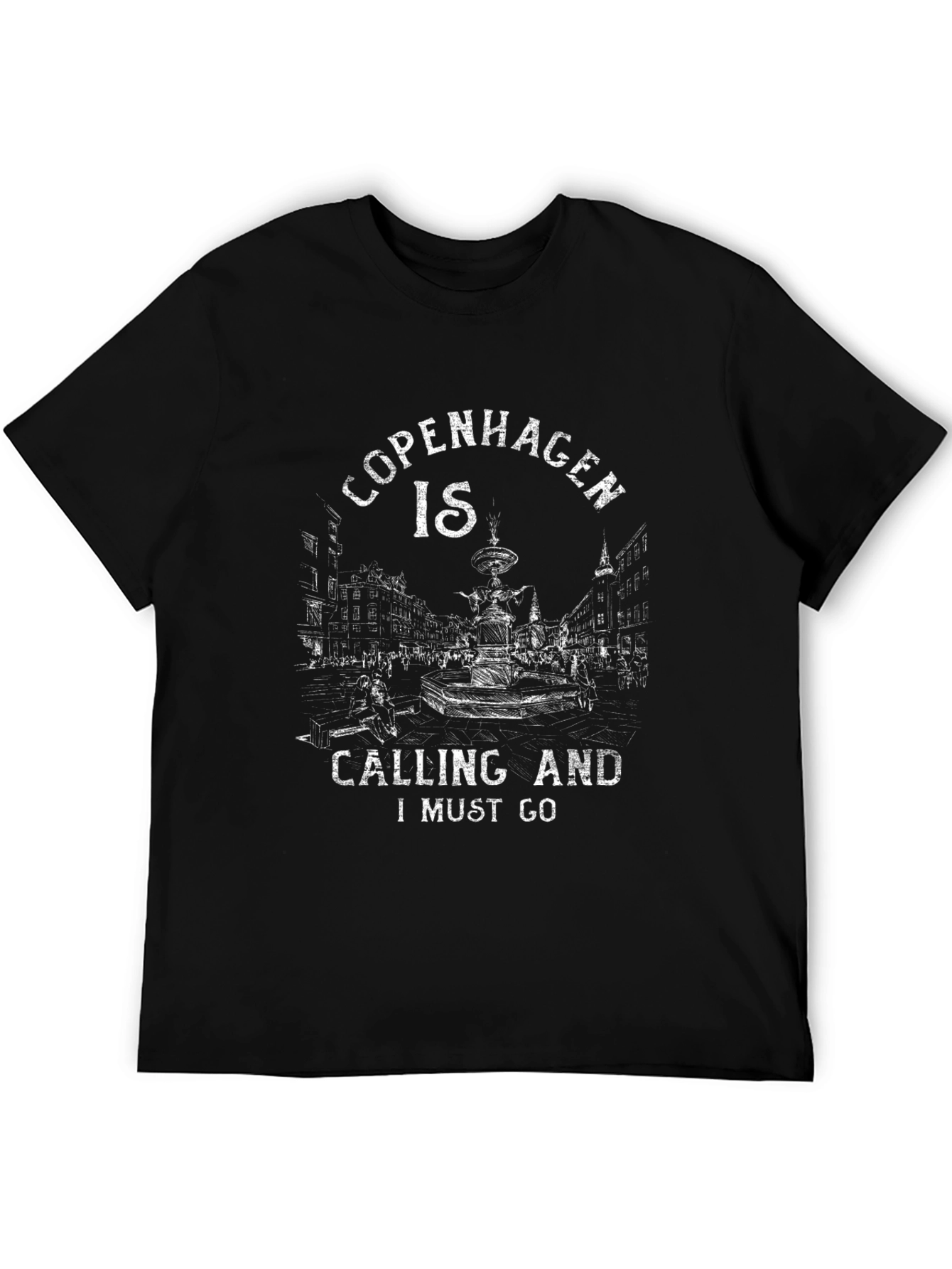Copenhagen Calling Graphic Tee - Black Cotton T-Shirt