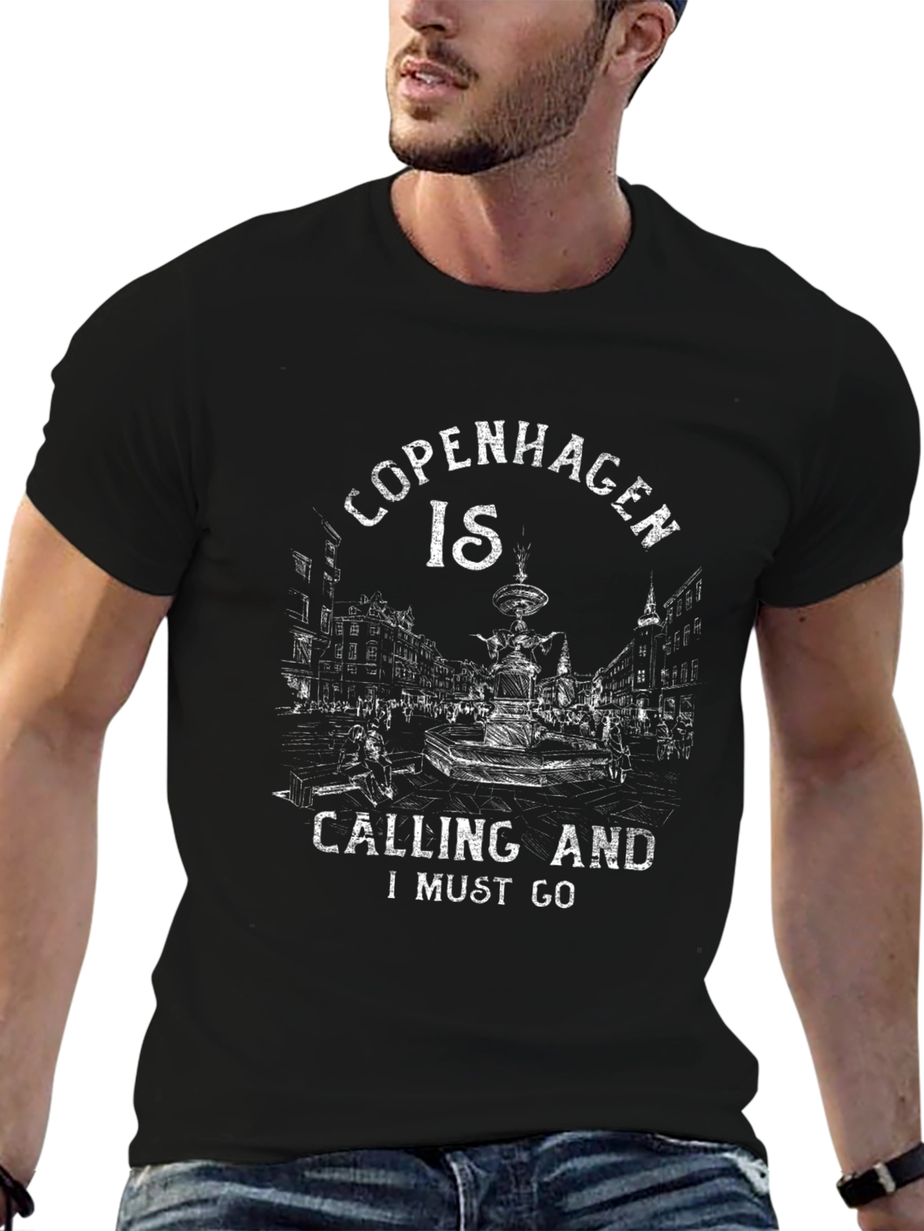 Copenhagen Calling Graphic Tee - Black Cotton T-Shirt