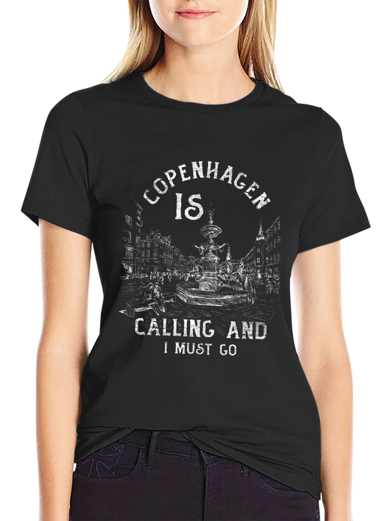 Copenhagen Calling Graphic Tee - Black Cotton T-Shirt