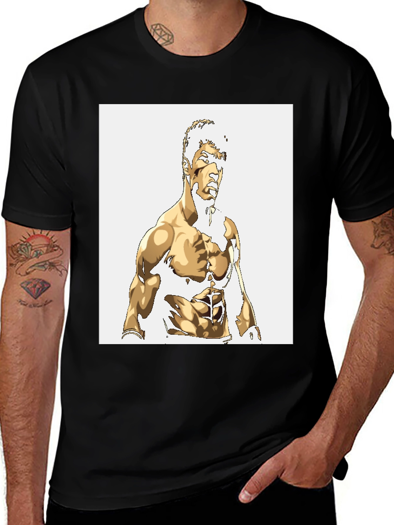 Gold Illustrated Physique Black Tee
