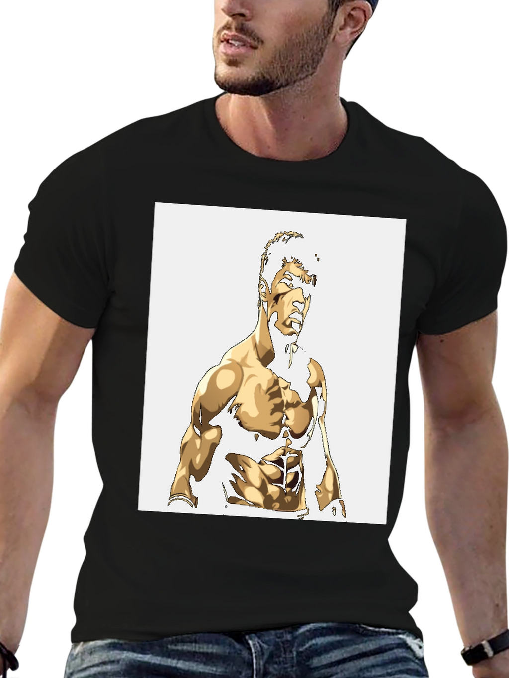 Gold Illustrated Physique Black Tee