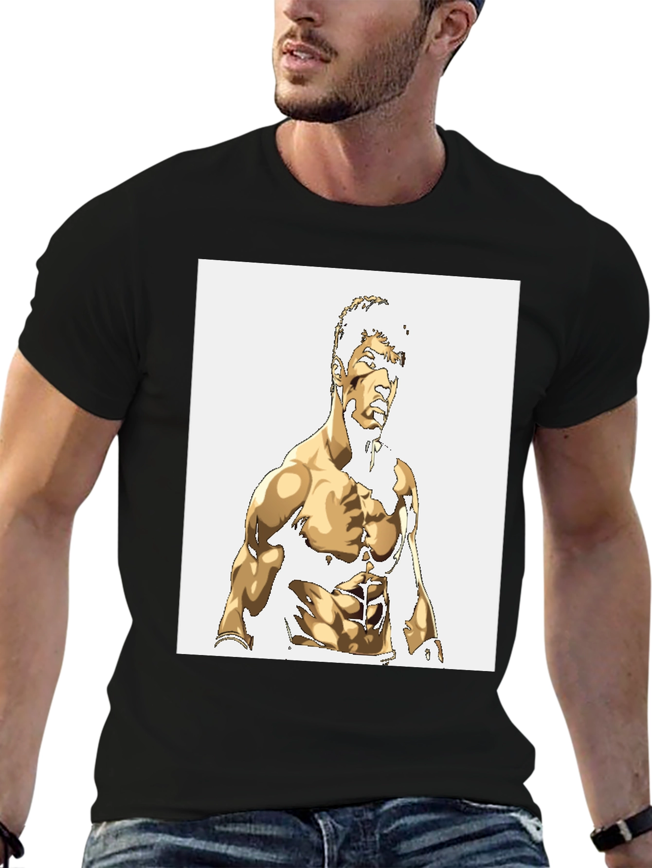 Gold Illustrated Physique Black Tee