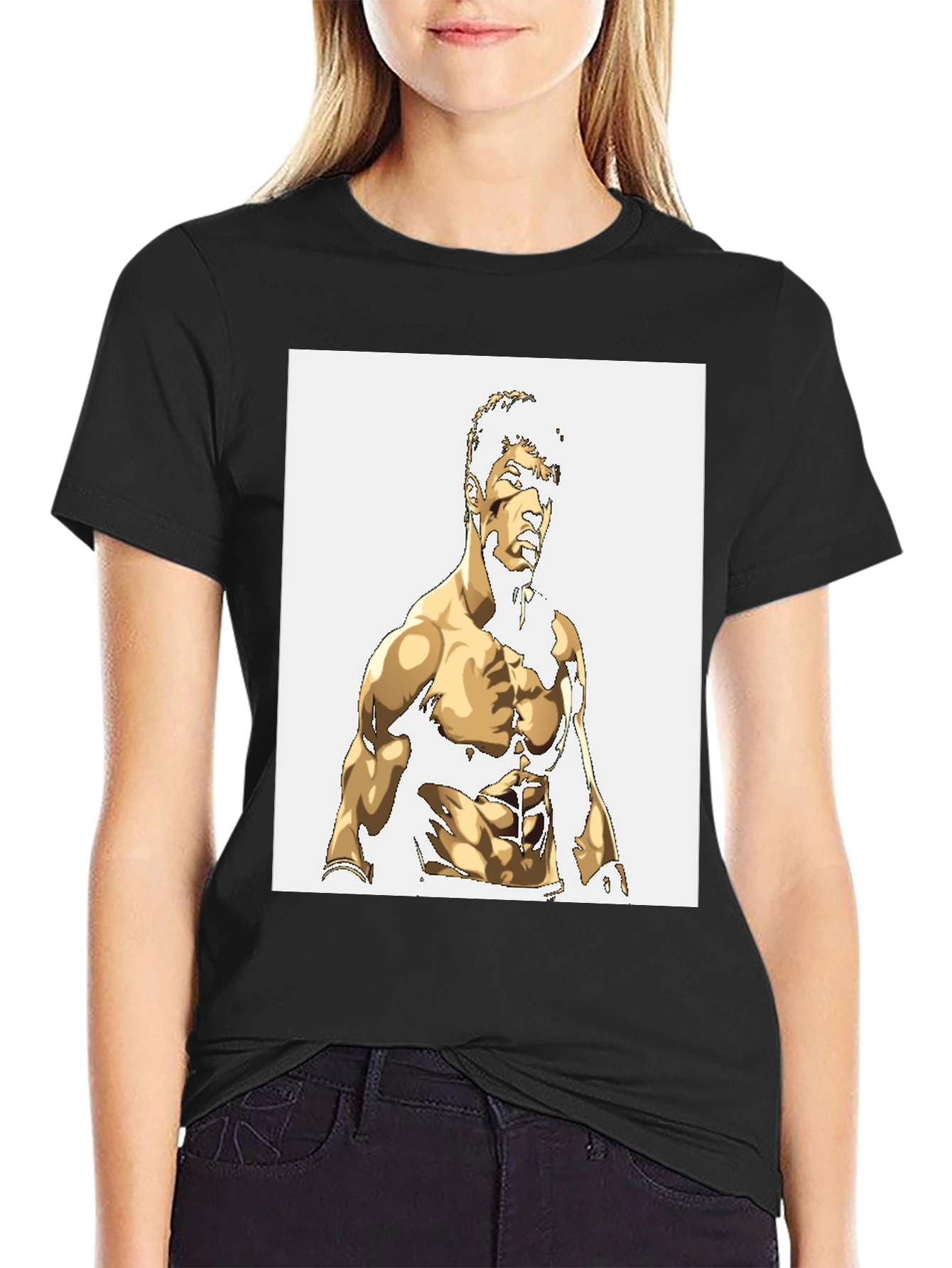 Gold Illustrated Physique Black Tee