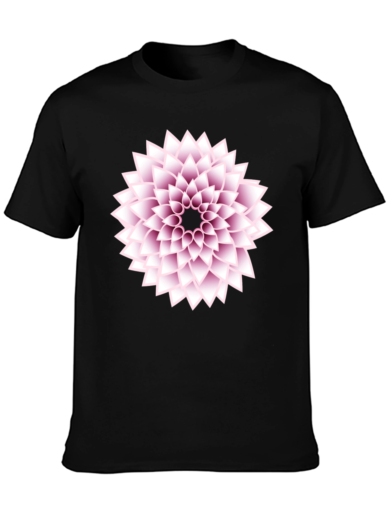Black T-Shirt with Floral Design