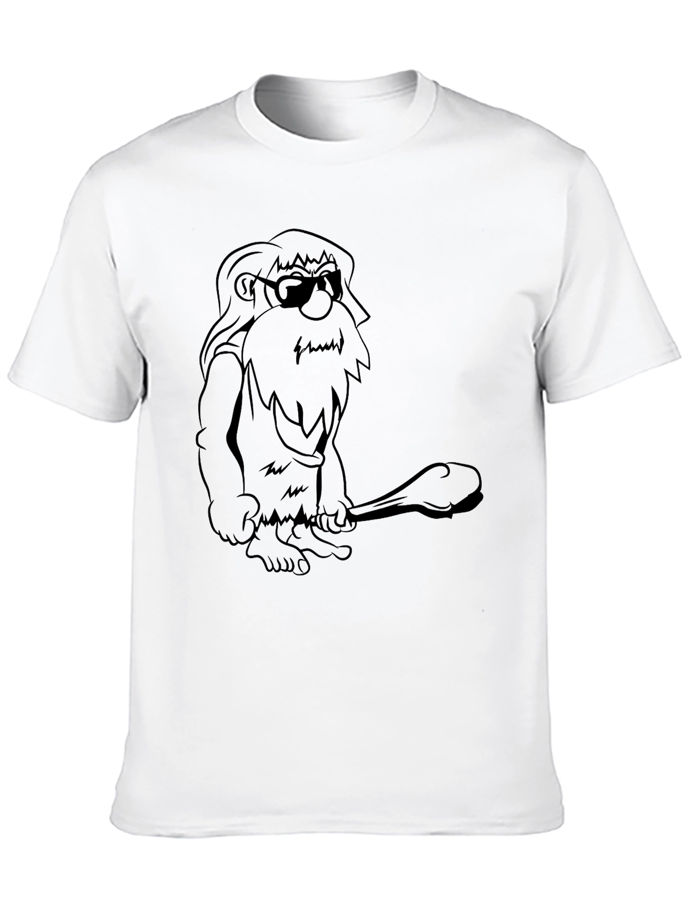 Cool Caveman Graphic Tee - Black Cotton T-Shirt