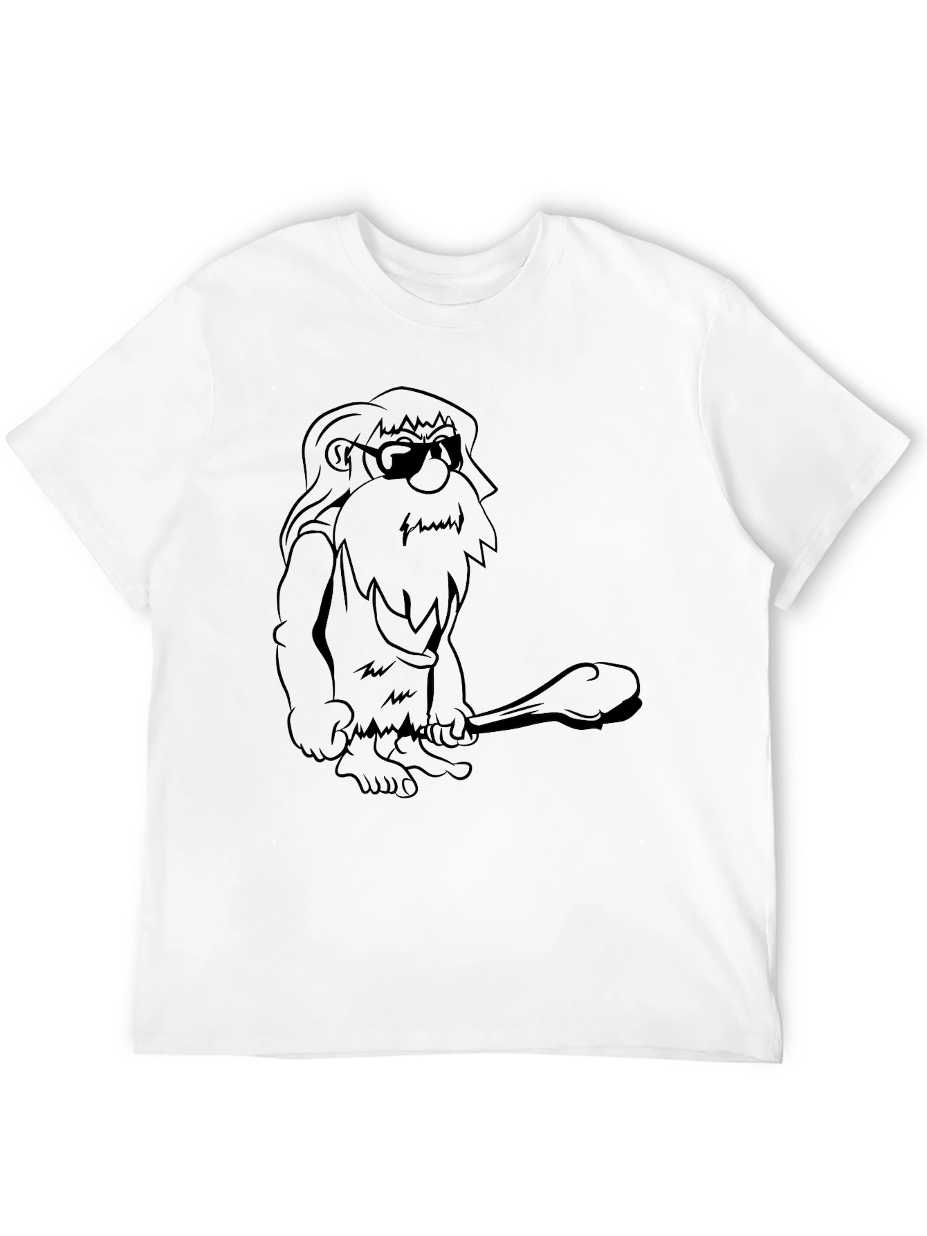 Cool Caveman Graphic Tee - Black Cotton T-Shirt