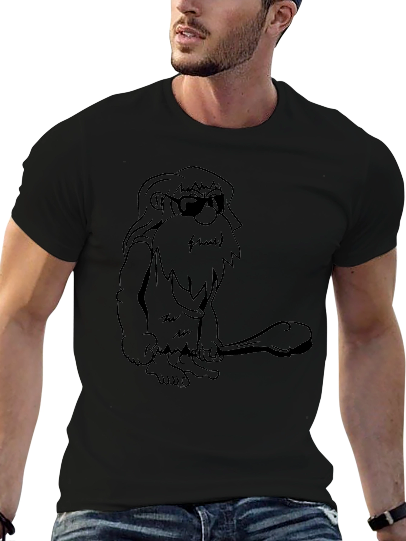 Cool Caveman Graphic Tee - Black Cotton T-Shirt