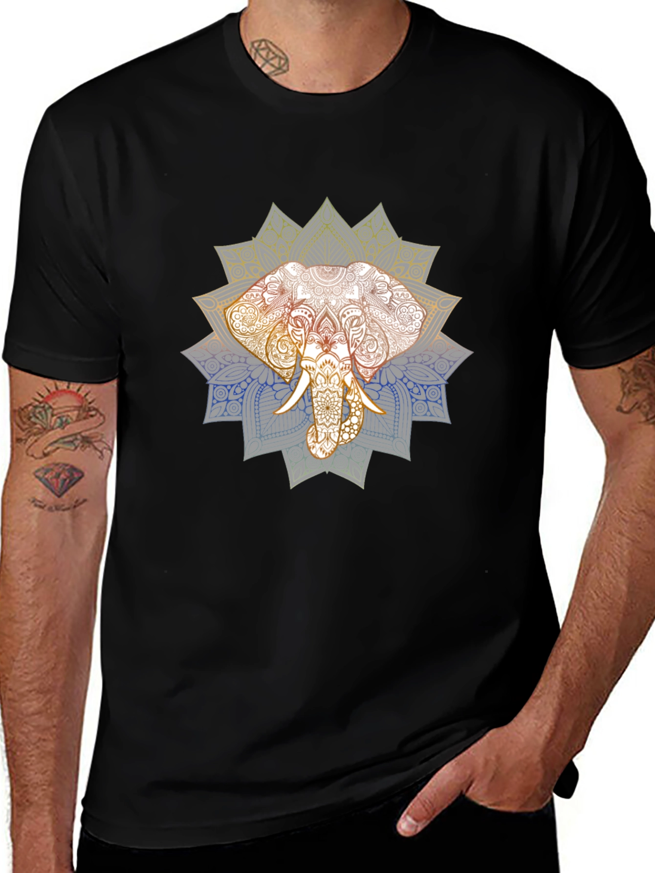 Elephant Mandala Graphic T-Shirt - Premium Cotton Tee