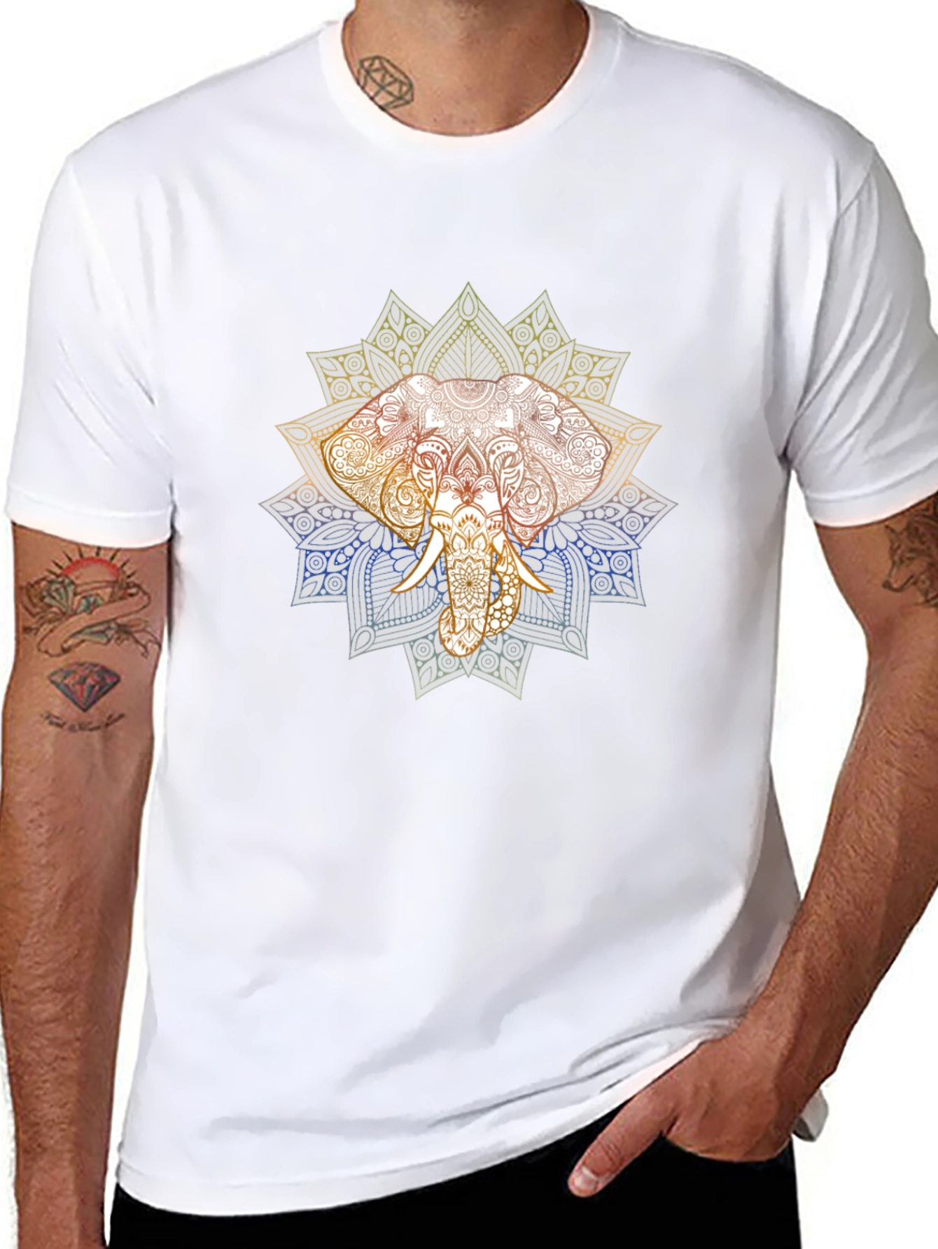 Elephant Mandala Graphic T-Shirt - Premium Cotton Tee