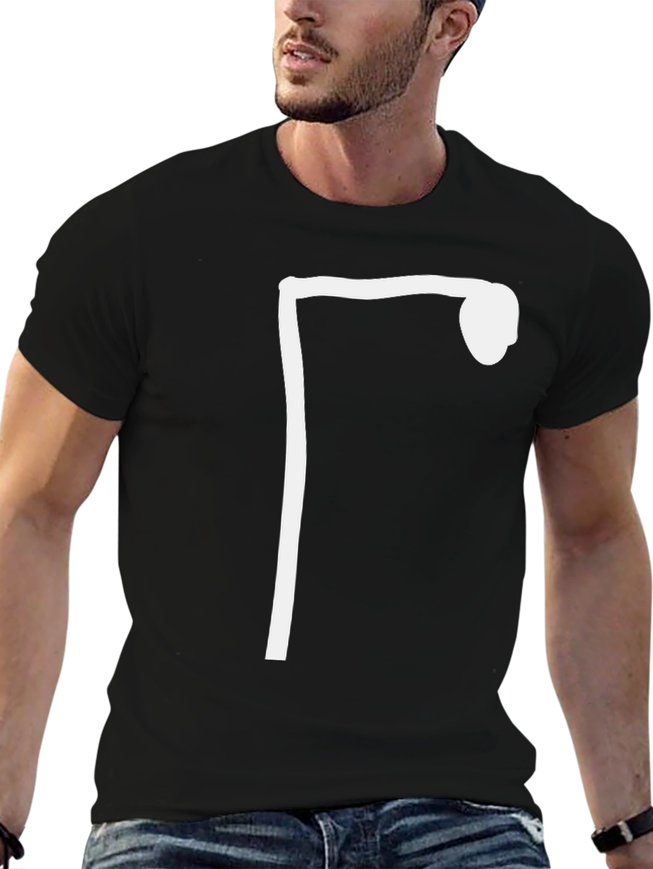Minimalist Streetlight Graphic Tee - Black Cotton
