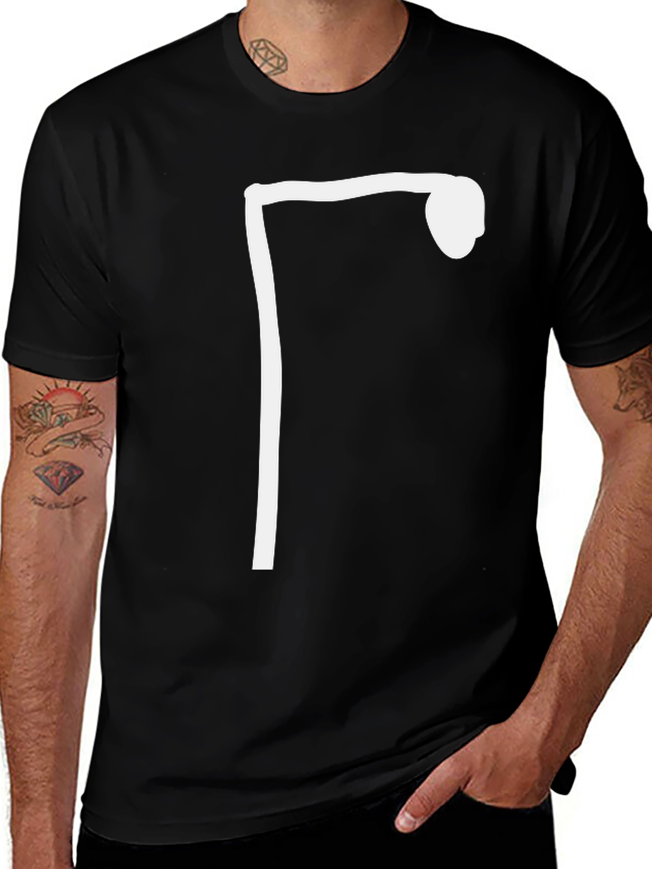 Minimalist Streetlight Graphic Tee - Black Cotton