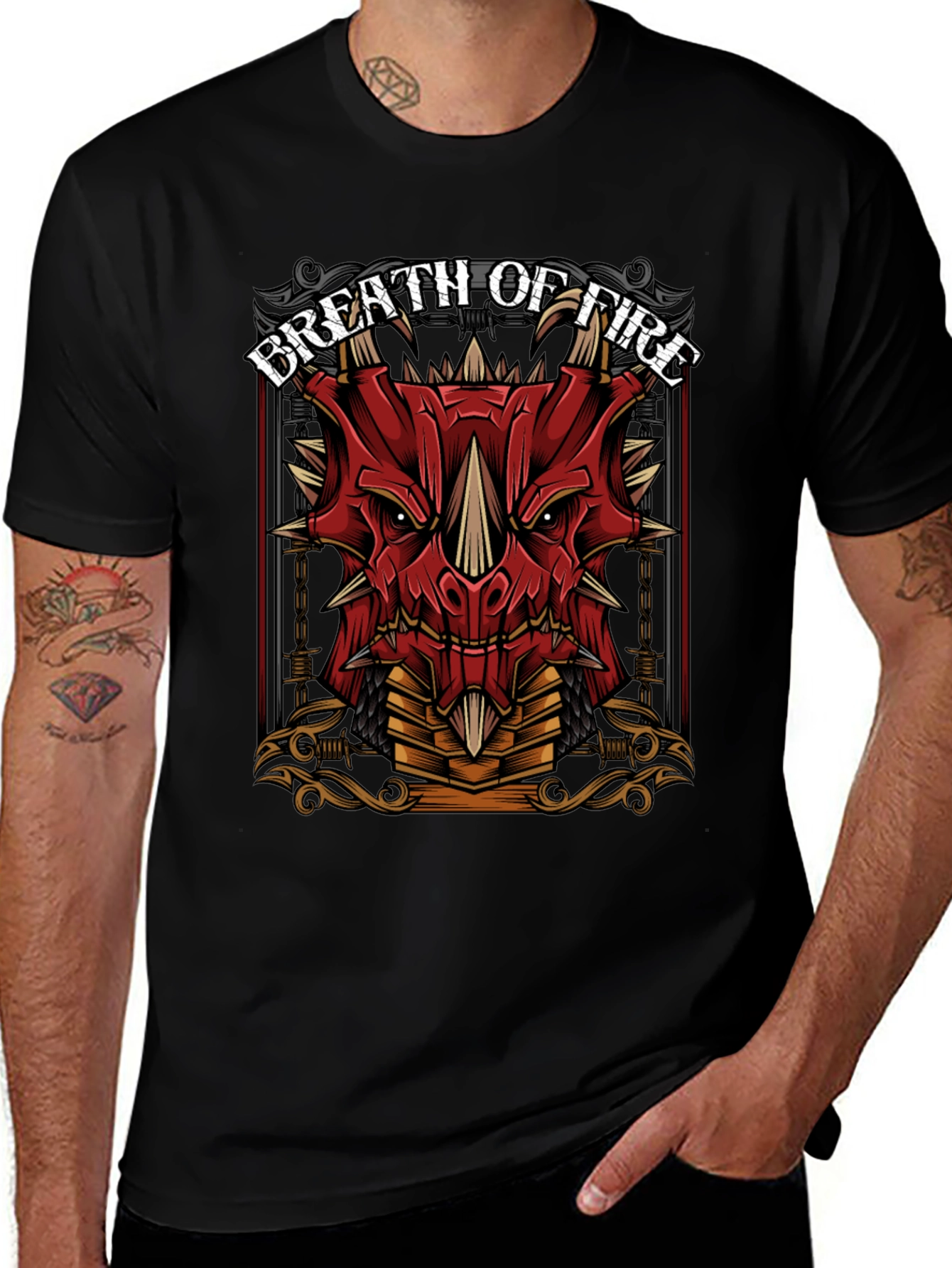 Breath of Fire Dragon Graphic Tee - Black