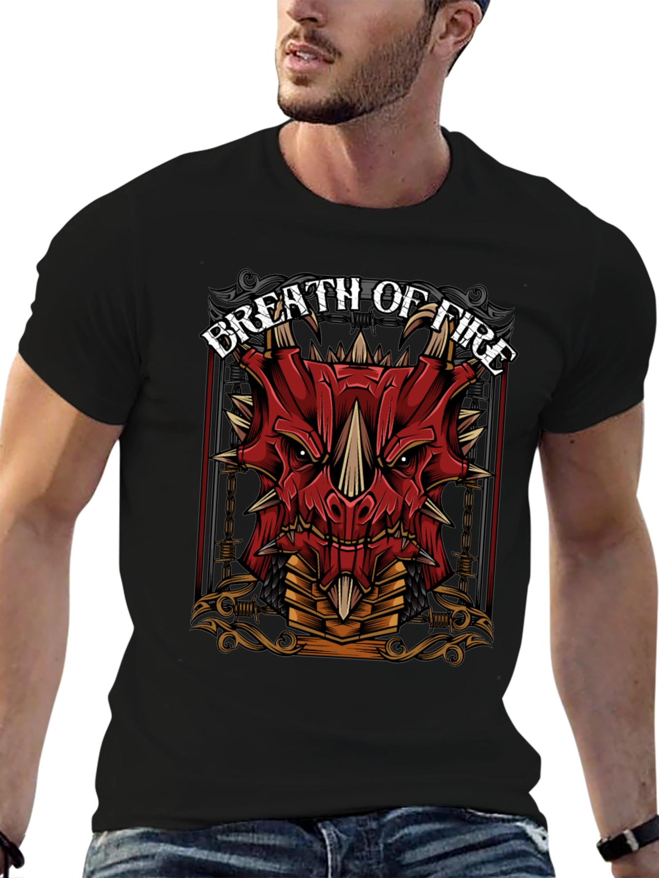 Breath of Fire Dragon Graphic Tee - Black