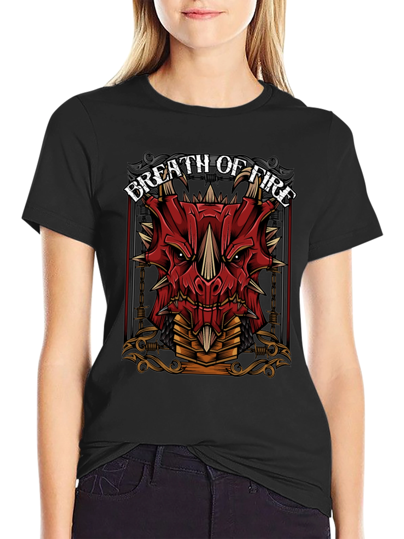 Breath of Fire Dragon Graphic Tee - Black