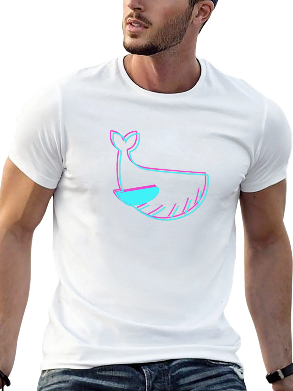 Black T-Shirt with Whale Graphic