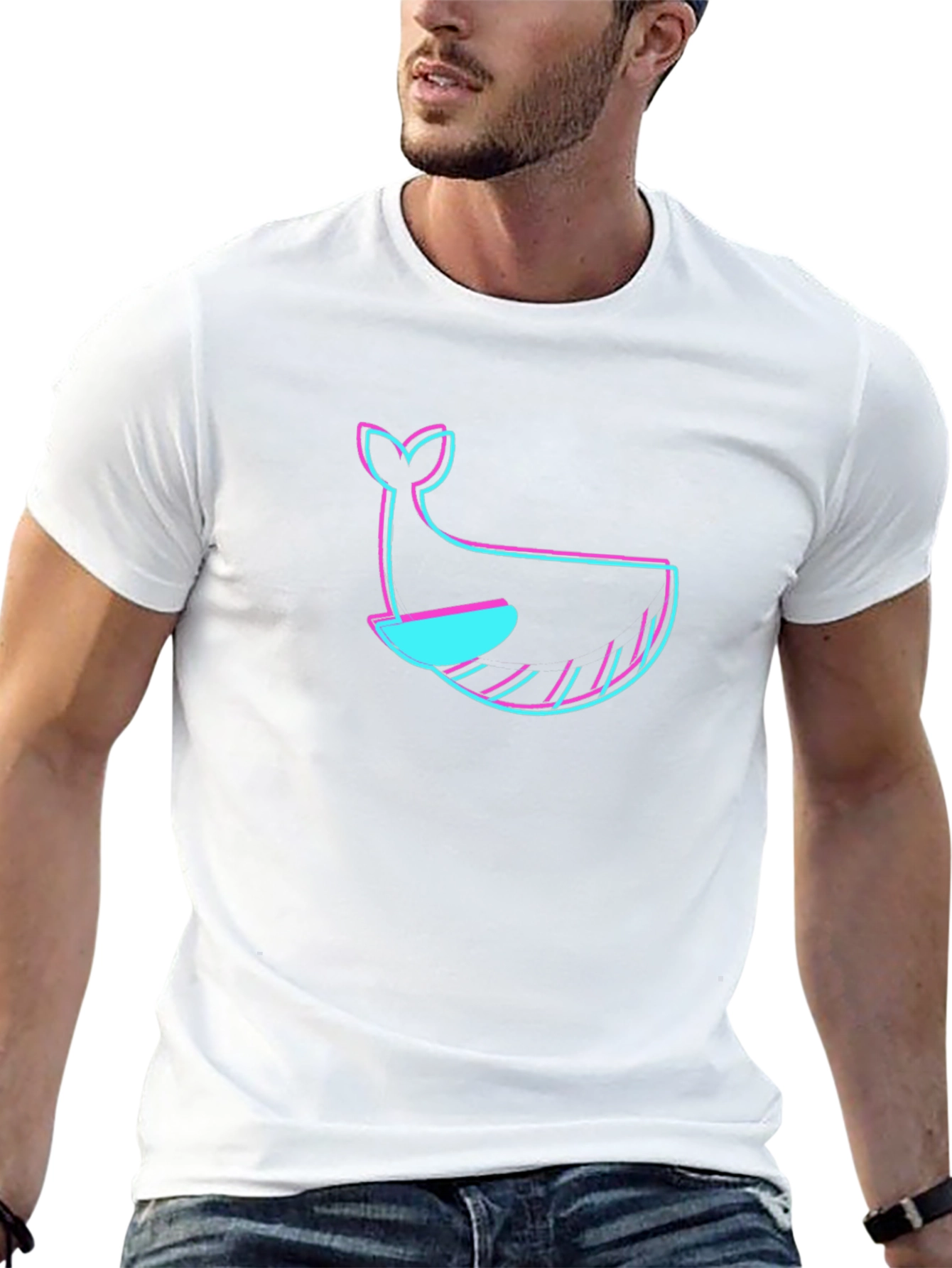 Black T-Shirt with Whale Graphic