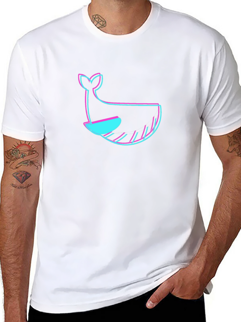 Black T-Shirt with Whale Graphic