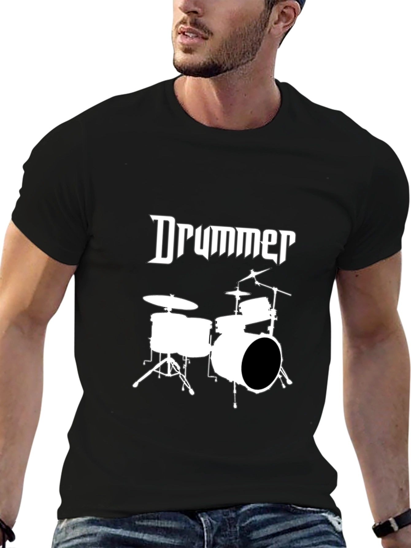Drummer T-Shirt - Black Tee Music Band Print