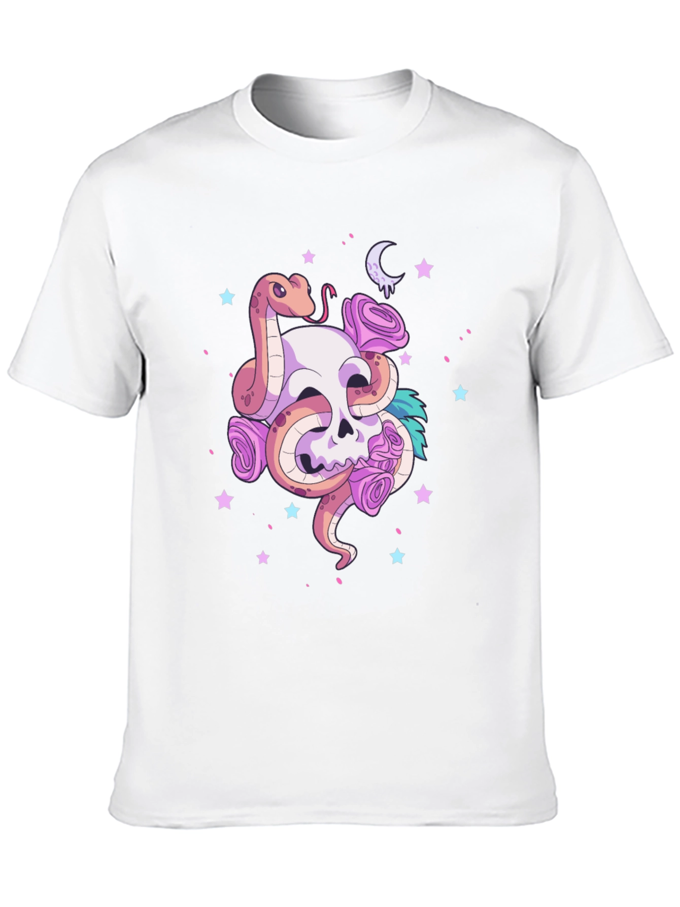 Skull Snake Roses Graphic Tee - Stylish Design