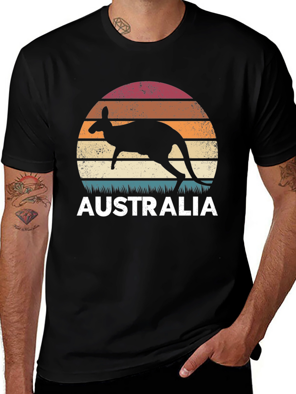 Australia Kangaroo Sunset Graphic T-Shirt