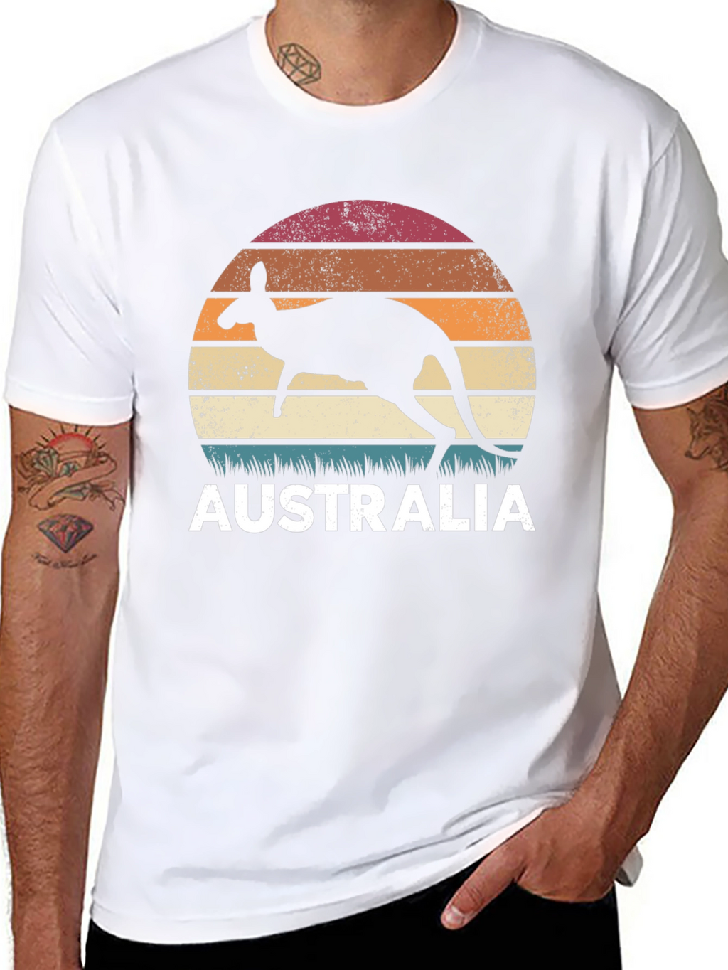 Australia Kangaroo Sunset Graphic T-Shirt