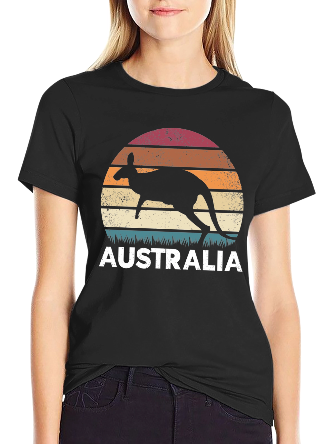 Australia Kangaroo Sunset Graphic T-Shirt