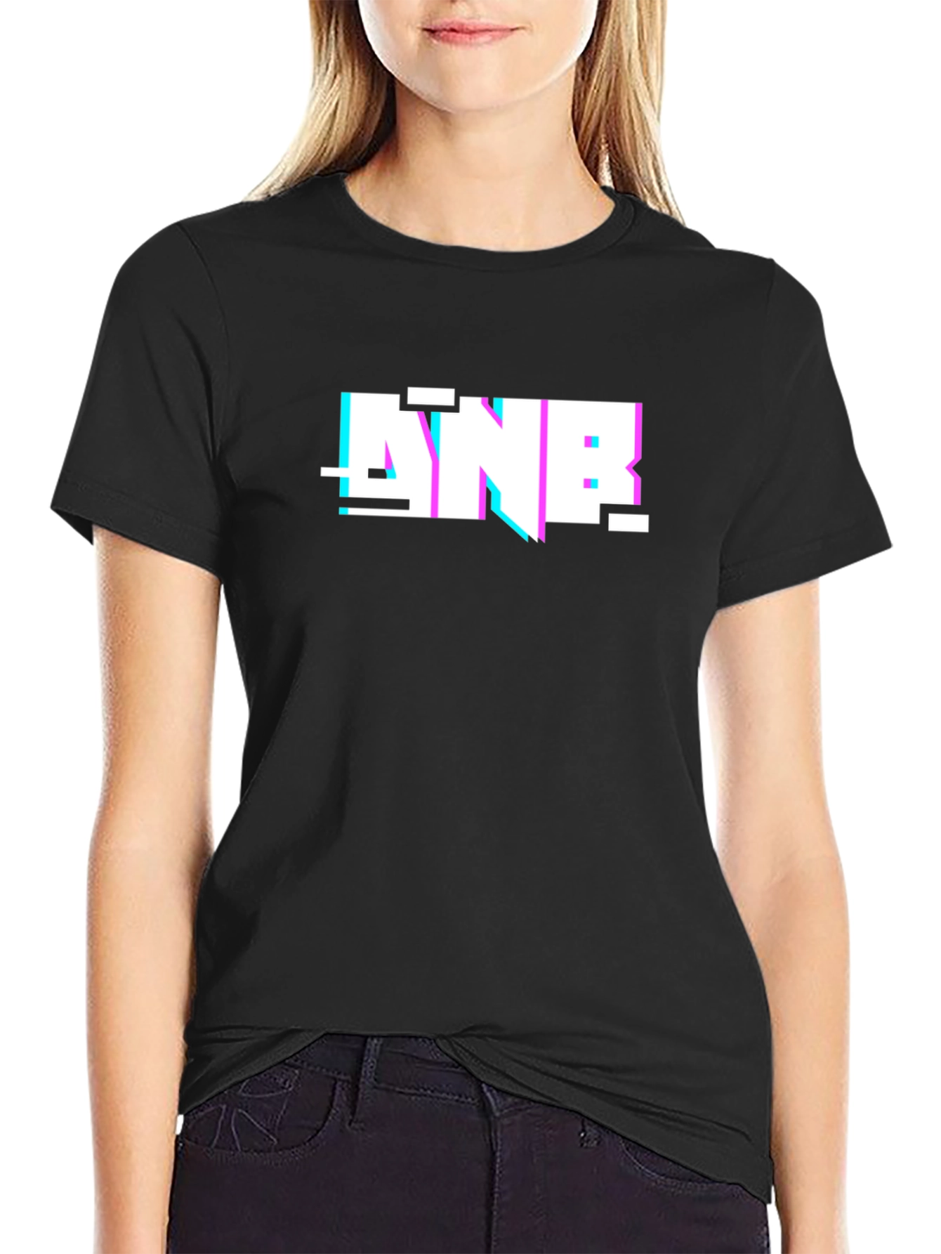 ANB Glitch Graphic Black Tee - Modern Casual Style
