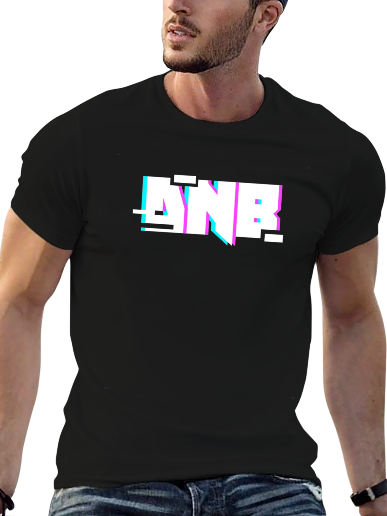 ANB Glitch Graphic Black Tee - Modern Casual Style