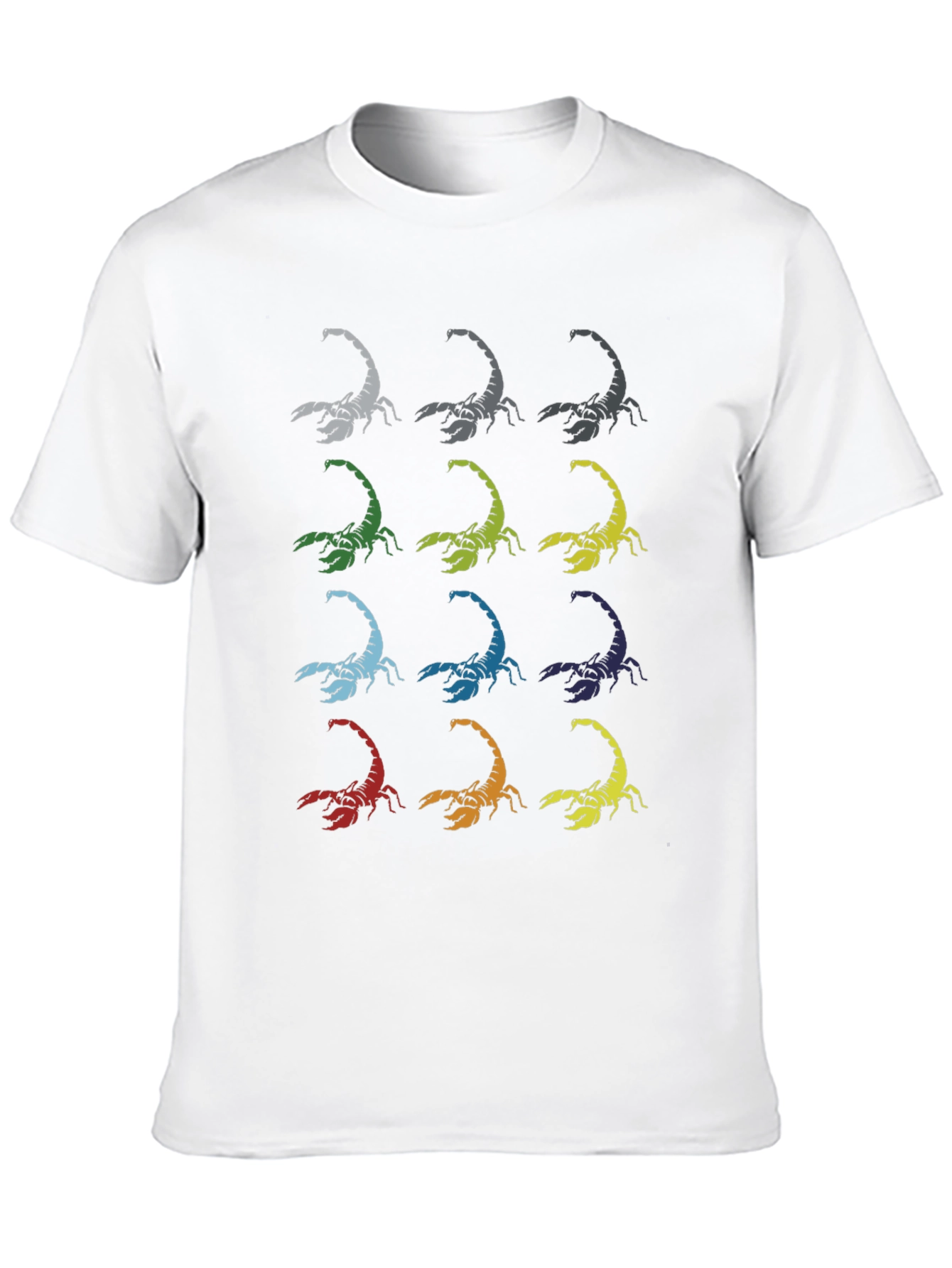 Colorful Scorpion Print Black T-Shirt