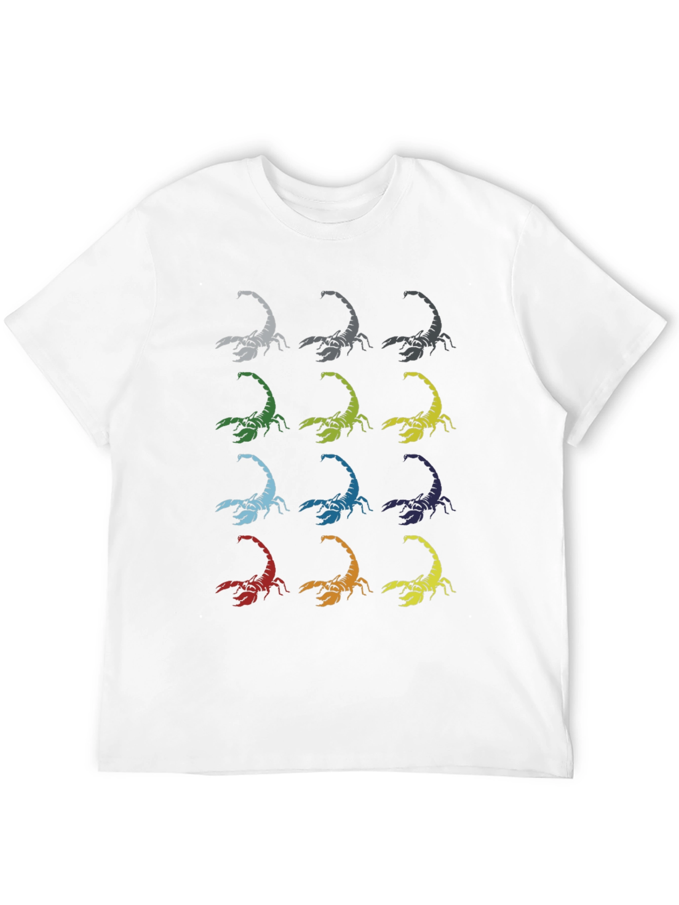 Colorful Scorpion Print Black T-Shirt
