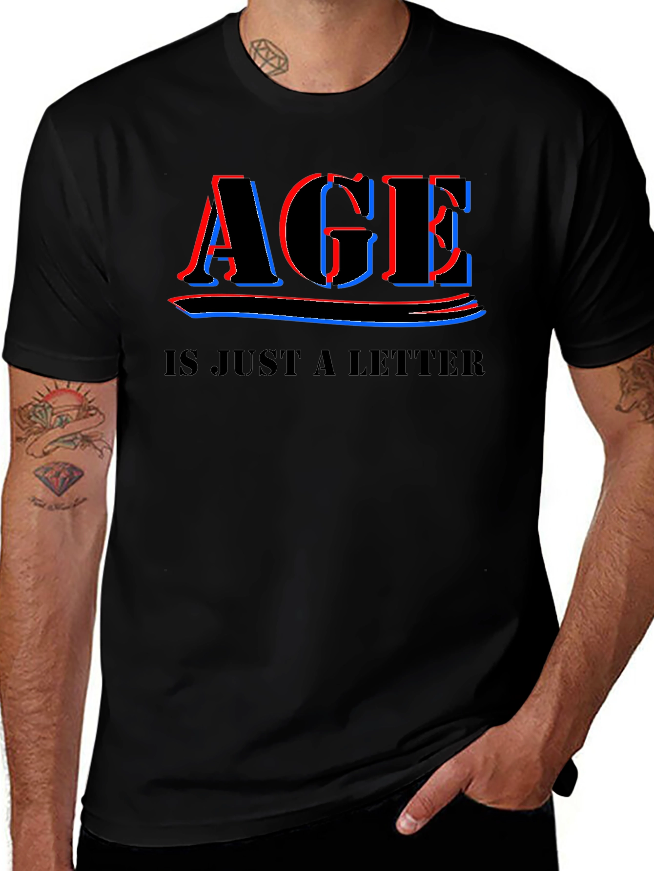 Age is Just a Letter T-Shirt - Black Crew Neck Tee