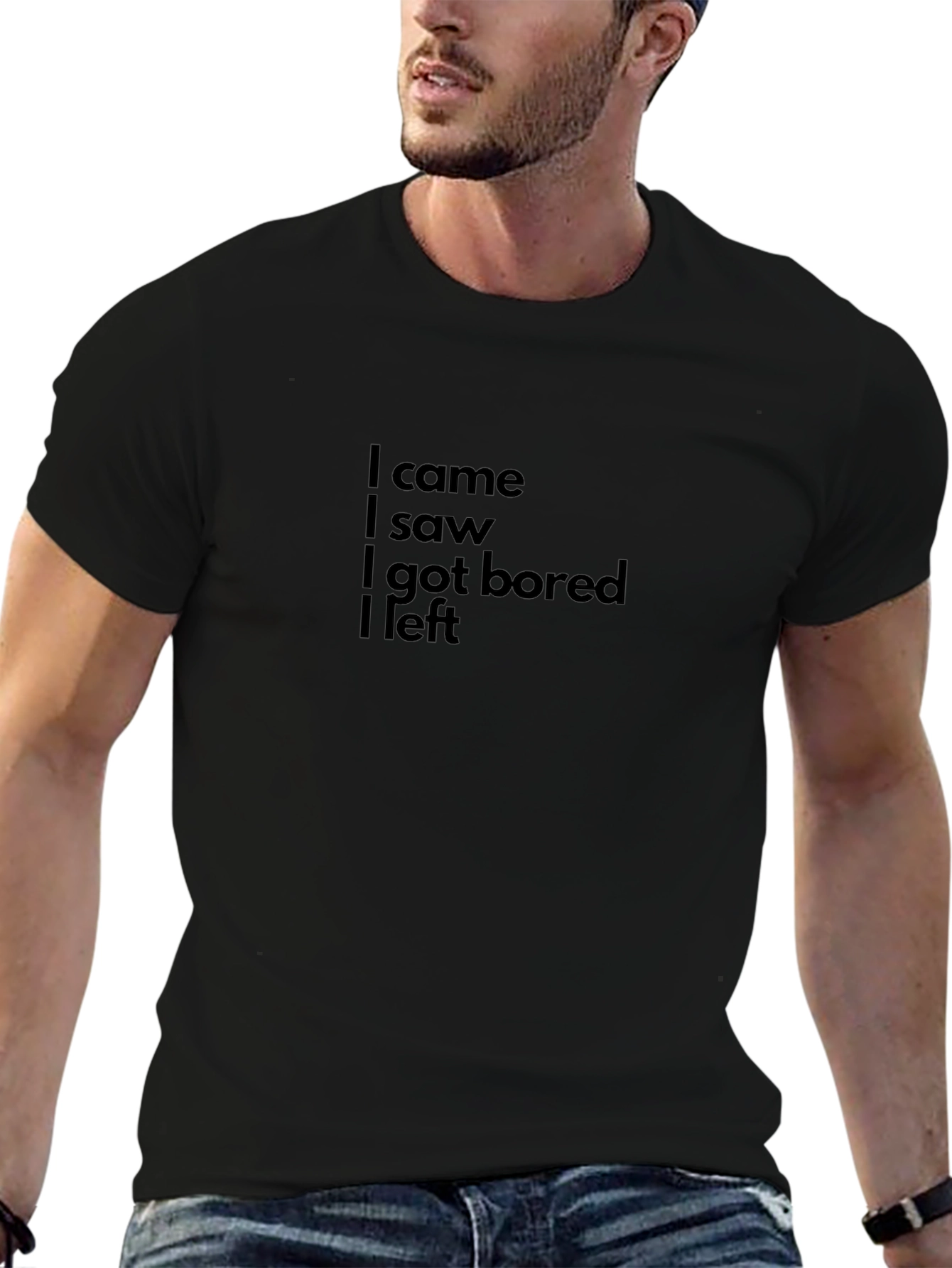 Humorous I Came I Saw Graphic Tee - Black Cotton T-Shirt