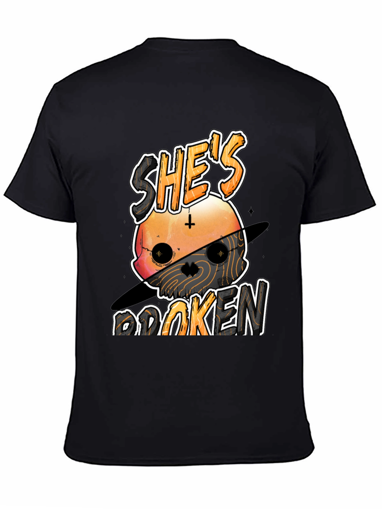 Shes Broken Skull Graphic Tee - Black Unisex T-Shirt