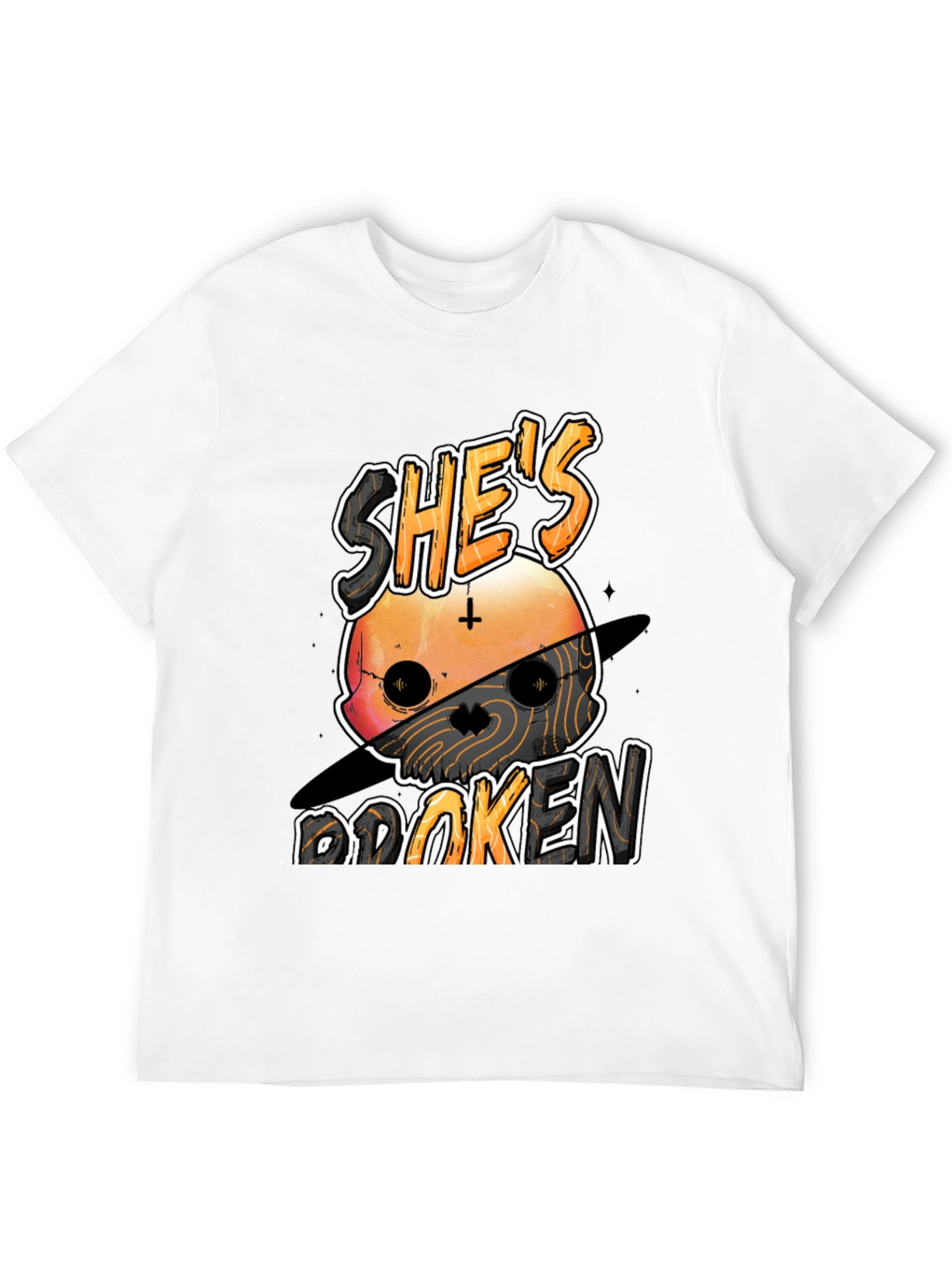 Shes Broken Skull Graphic Tee - Black Unisex T-Shirt
