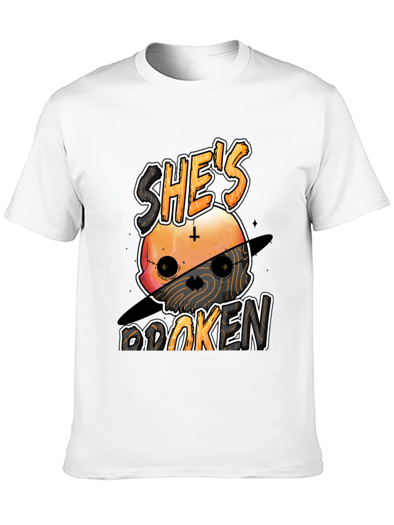 Shes Broken Skull Graphic Tee - Black Unisex T-Shirt