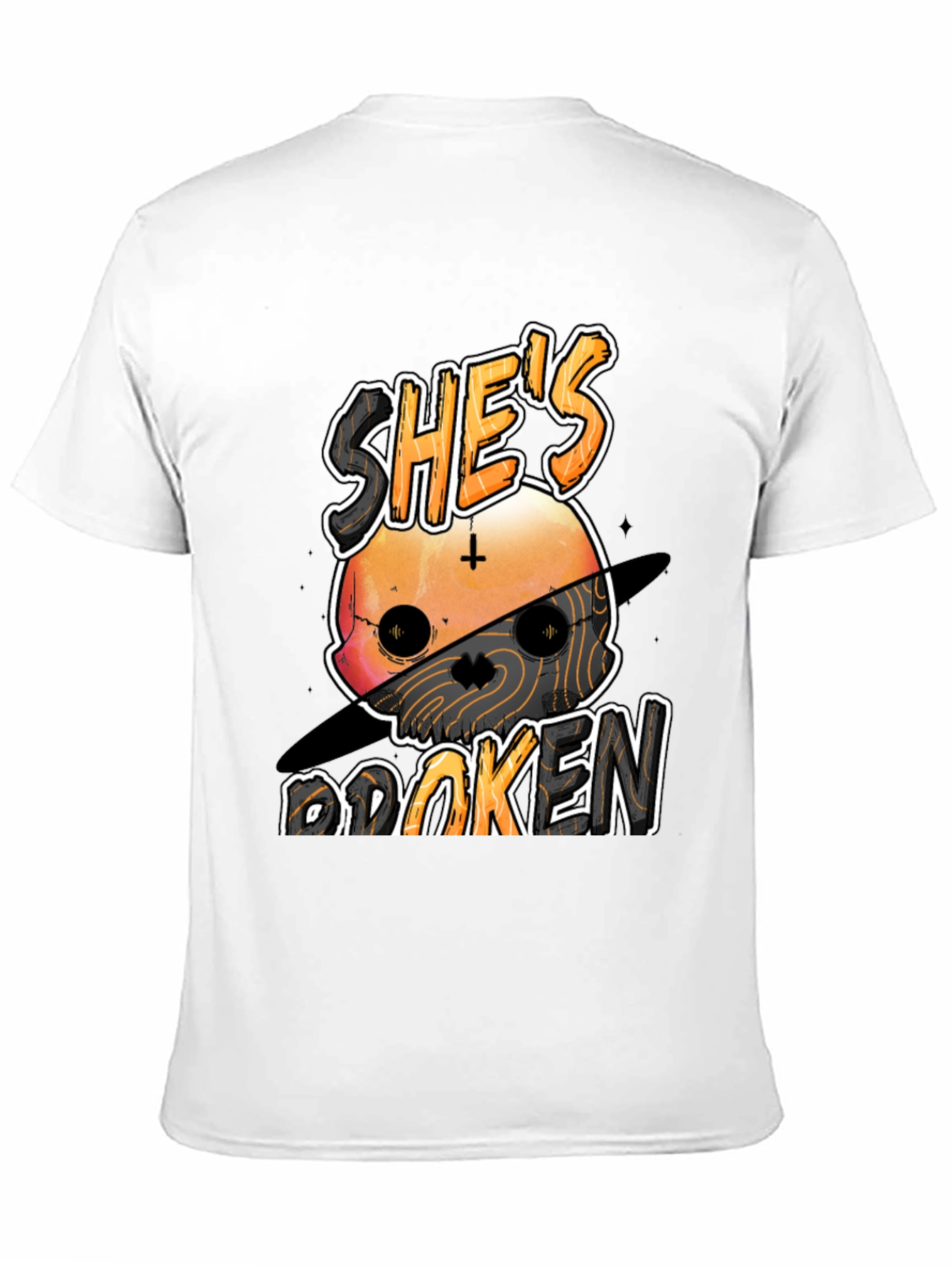 Shes Broken Skull Graphic Tee - Black Unisex T-Shirt