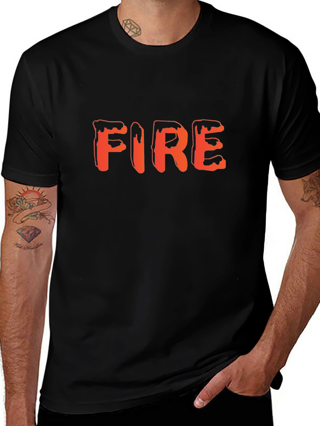 Fire Graphic Tee - Trendy Black T-Shirt