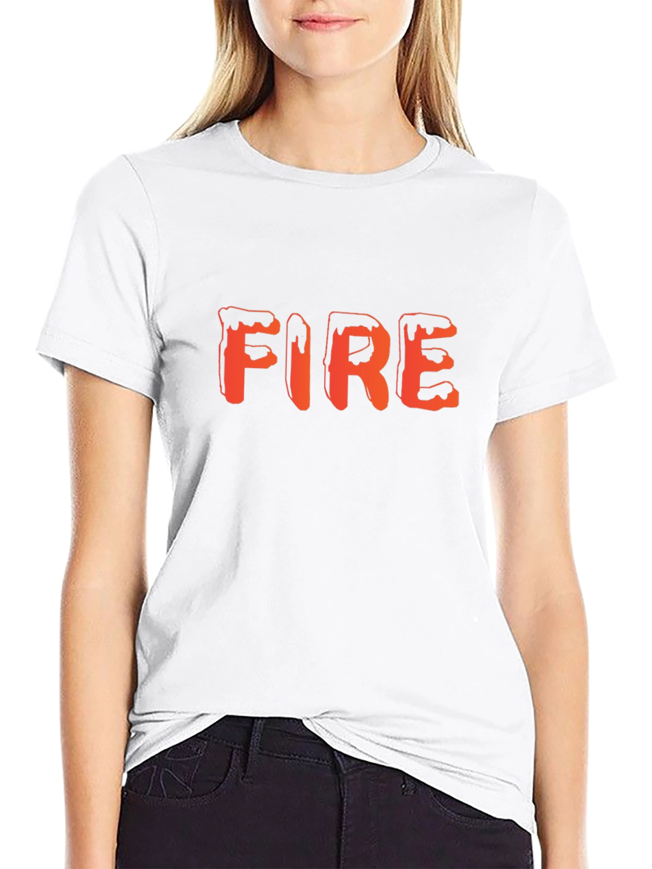 Fire Graphic Tee - Trendy Black T-Shirt