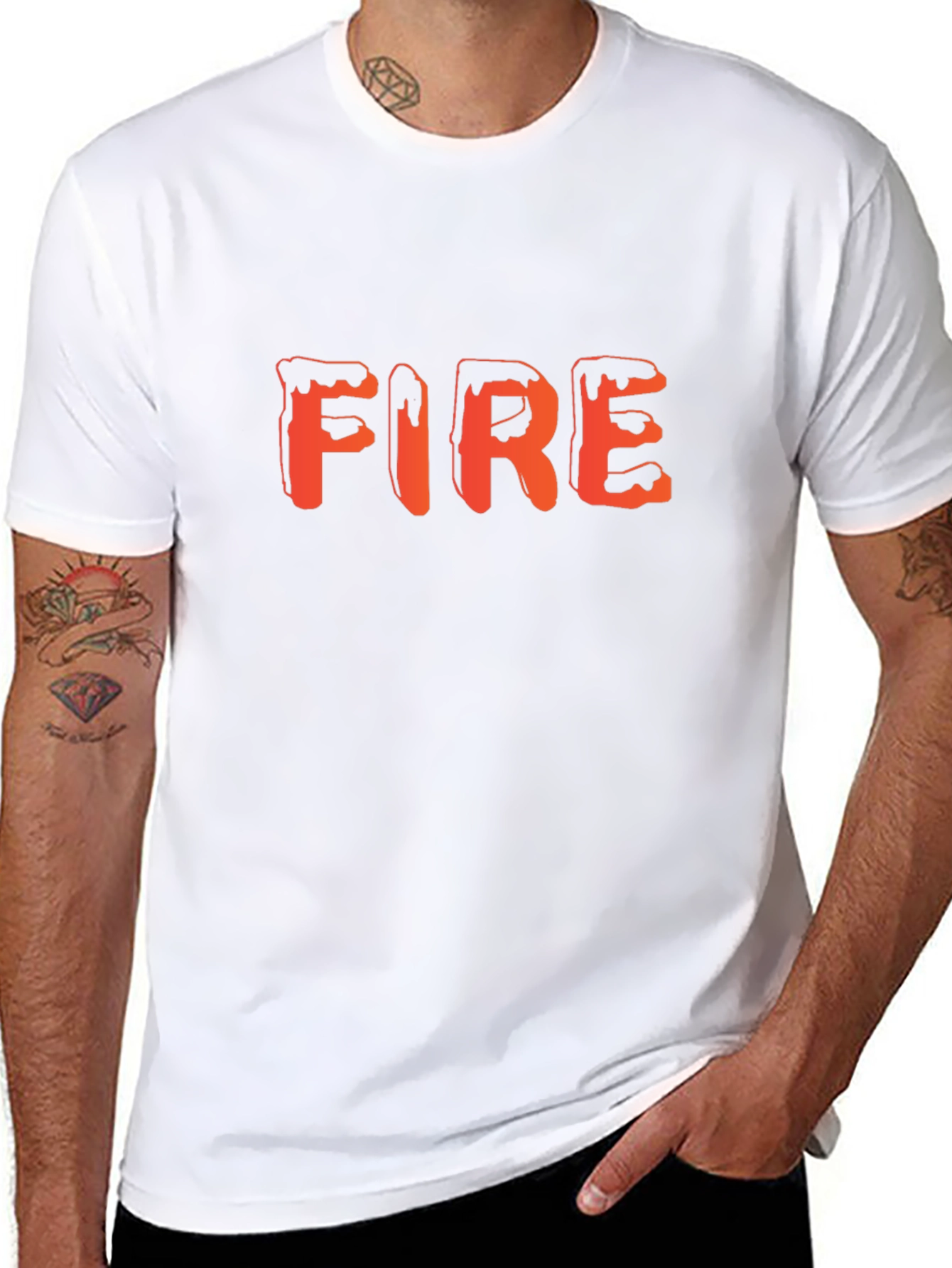 Fire Graphic Tee - Trendy Black T-Shirt