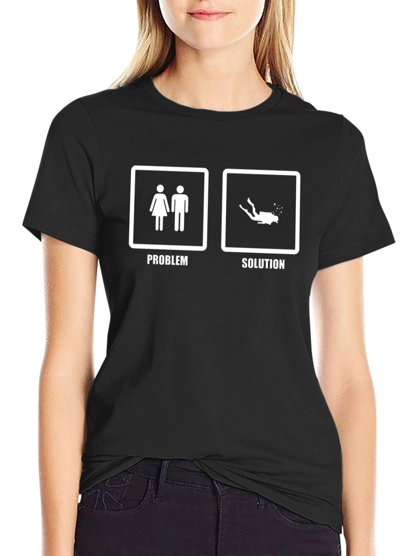 Diving Humor Graphic T-Shirt - Problem Solution Tee