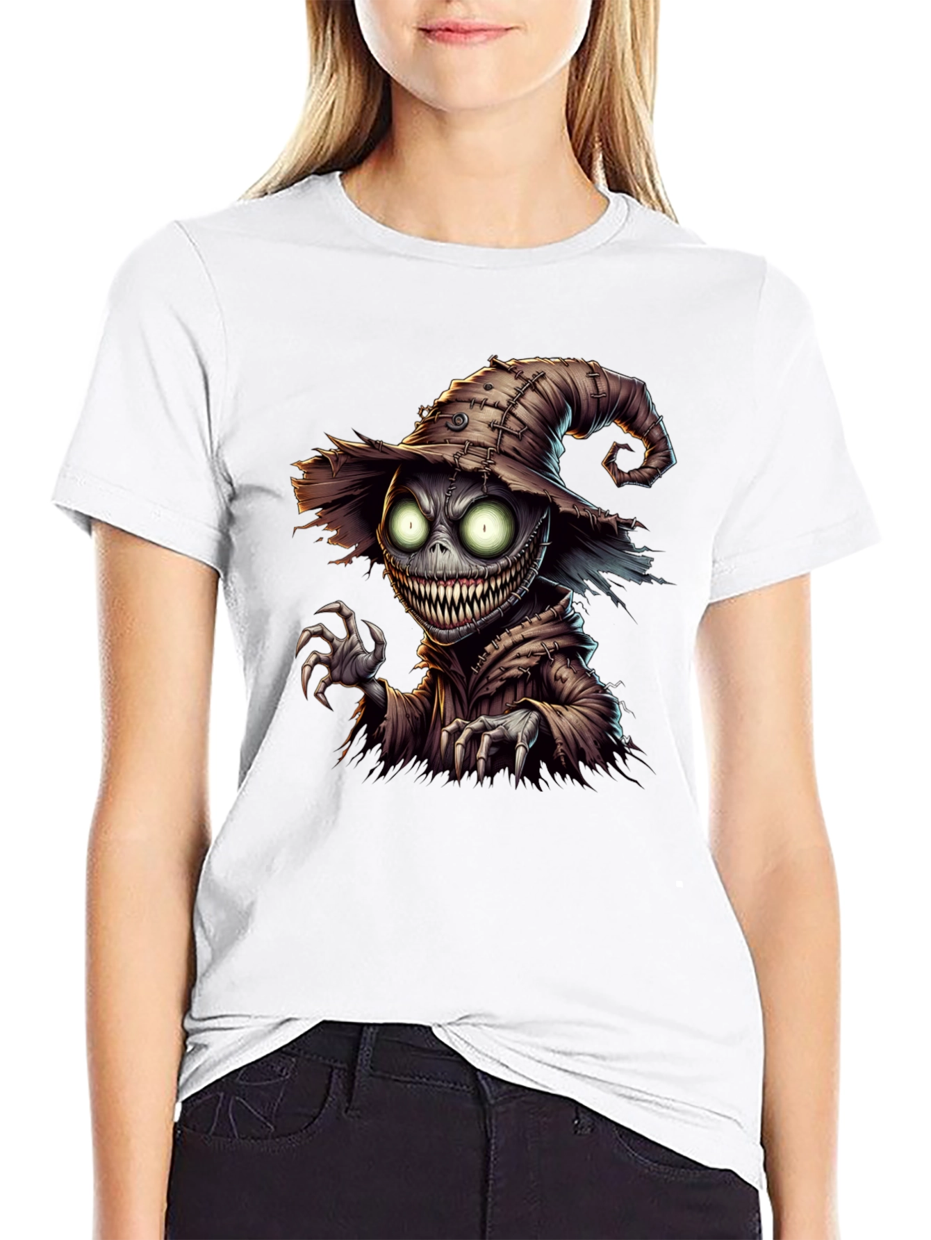 Creepy Scarecrow Graphic Tee - Halloween Horror Shirt