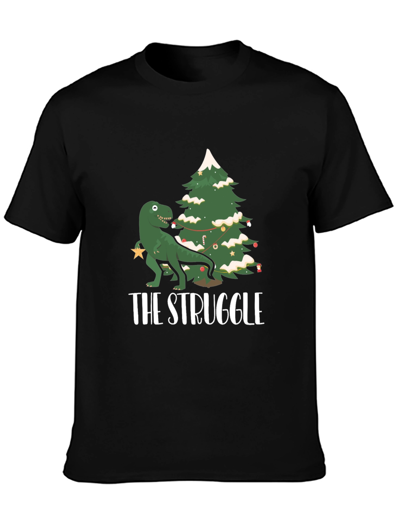 Dino Christmas Tree Shirt - The Struggle is Real