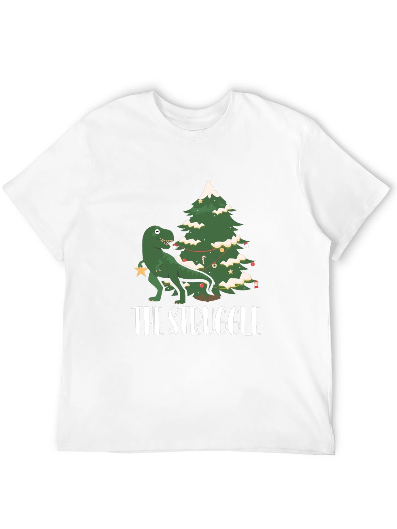 Dino Christmas Tree Shirt - The Struggle is Real