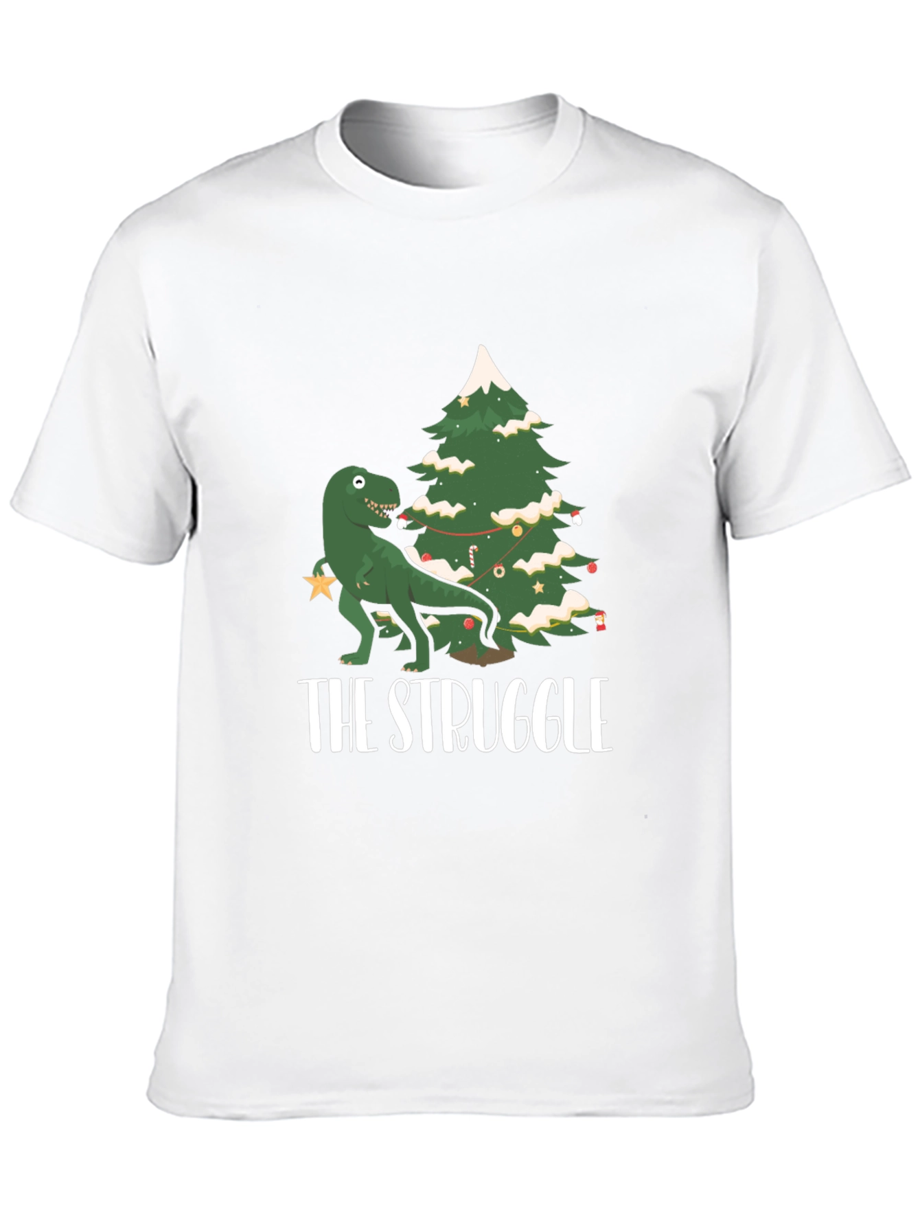 Dino Christmas Tree Shirt - The Struggle is Real