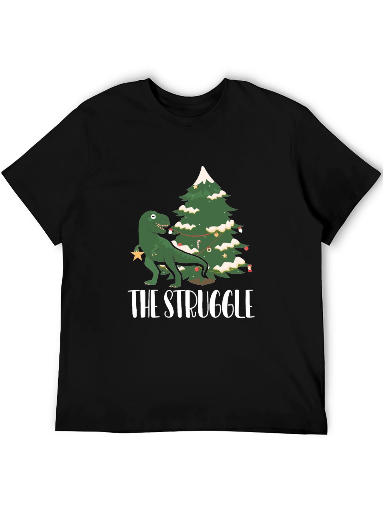 Dino Christmas Tree Shirt - The Struggle is Real