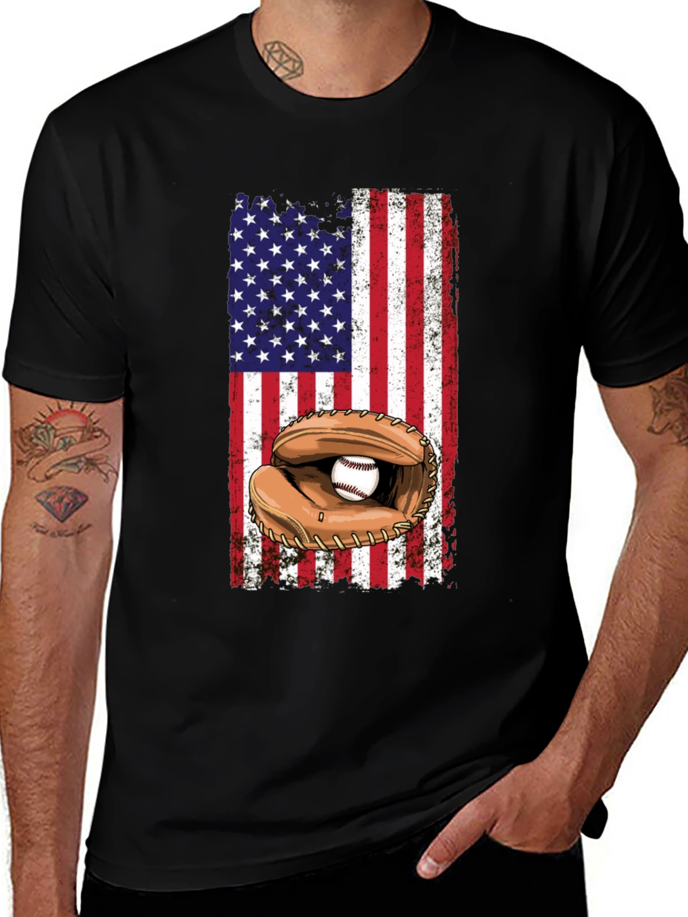 American Flag Baseball T-Shirt