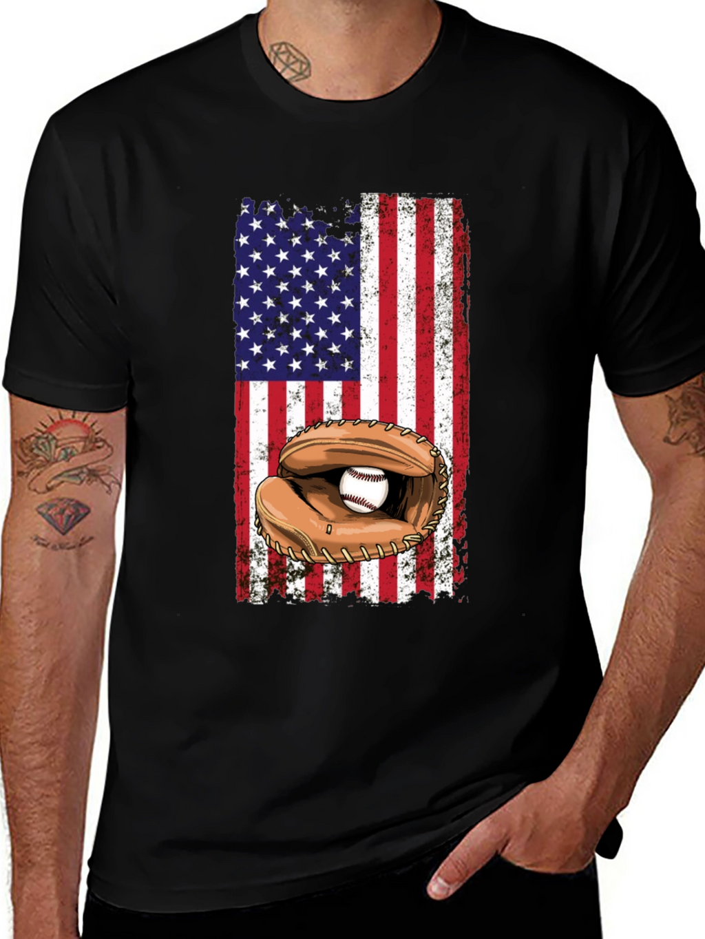 American Flag Baseball T-Shirt
