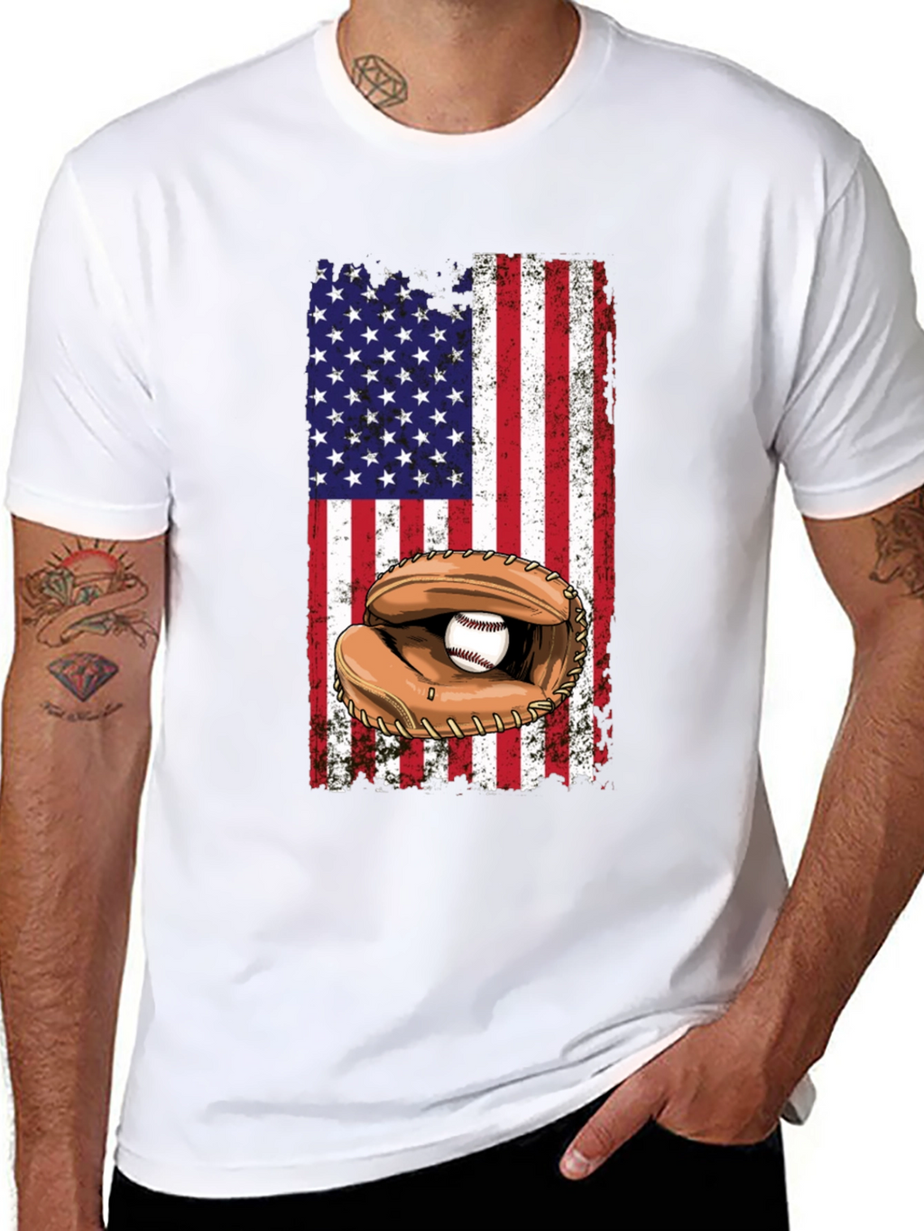 American Flag Baseball T-Shirt