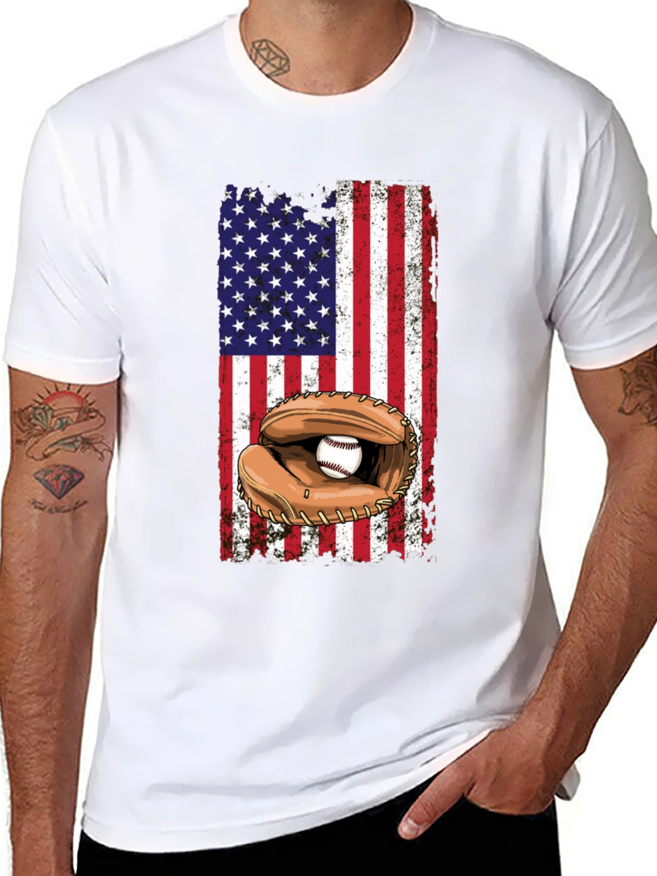 American Flag Baseball T-Shirt