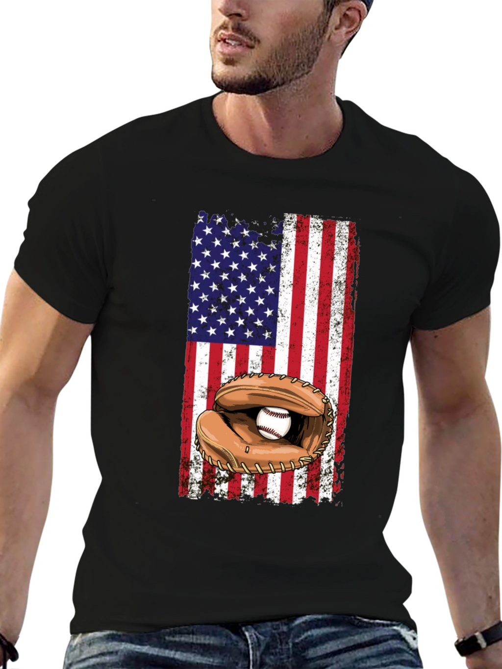 American Flag Baseball T-Shirt